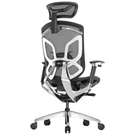 Sedia da ufficio ergonomica in rete con schienale alto e poggiatesta regolabile 3D dal design unico